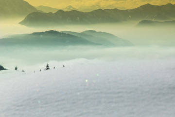 Mountains and winter space for your text