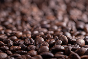 Coffee beans close-up. Selective focus.