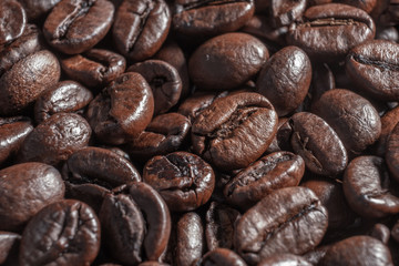 Coffee beans close-up. Selective focus.