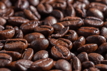 Coffee beans close-up. Selective focus.