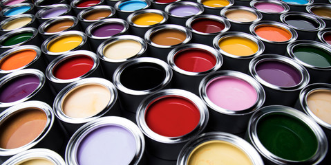 Fototapeta premium Paint cans palette, Creativity concept