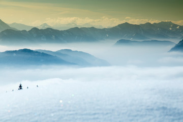 Mountains and winter space for your text