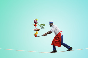 Obraz premium Cook preparing something special. Mixed media