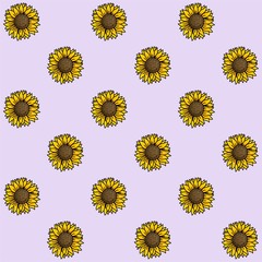 The Amazing of Beautiful Sunflower Illustration, Pattern Wallpaper