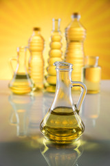 Cooking oils in bottle background