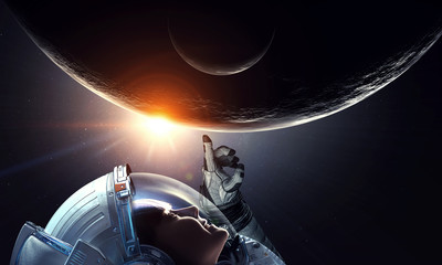 Exploring outer space. Mixed media