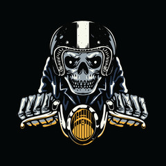Skull Biker Rider Horror Graphic Illustration Vector Art T-shirt Design