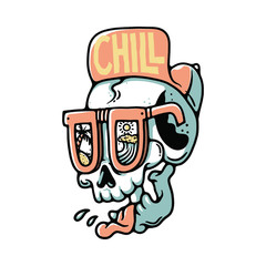 Skull Chill Out Summer Beach Graphic Illustration Vector Art T-shirt Design