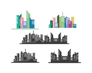Naklejka premium modern city skyline vector landscape illustration