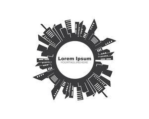 modern city skyline vector landscape illustration