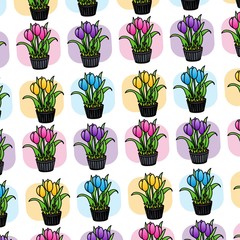 The Amazing of Beautiful Tulips Illustration, Pattern Wallpaper
