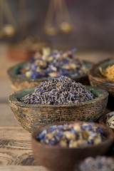 Natural remedy, healing herbs background