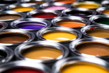 Paint cans palette, Creativity concept