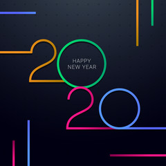 Miniamal abstract new year 2020 greeting card poster design