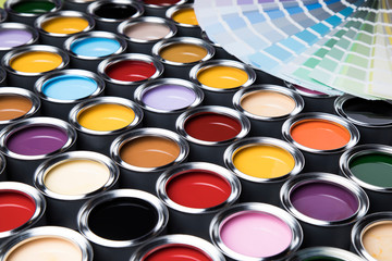 Paint cans palette, Creativity concept