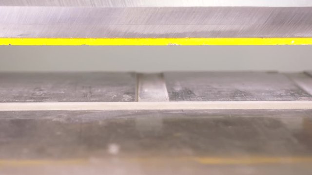 Close-up of wood cutting machine 3D wood cnc router. Action. Woodworking industry concept