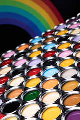Rainbow, tin metal cans with color paint