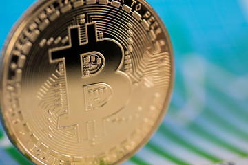 Gold Bitcoin on the background of the chart
