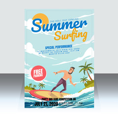 summer surfing poster template