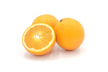 Set of fresh oranges isolated on white background