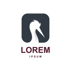 stork with square logo design