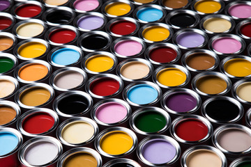 Paint cans palette, Creativity concept