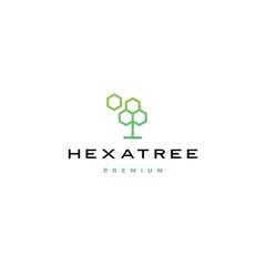 hexagon tree hexatree logo vector icon illustration