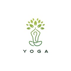 yoga leaf tree logo vector icon illustration