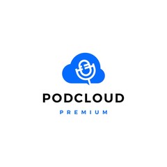 server cloud podcast logo vector icon illustration