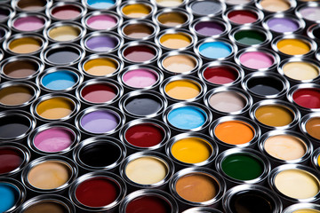 Open cans of paint, Creativity concept