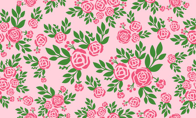 Texture of pink rose flower beautiful, seamless vintage floral pattern.