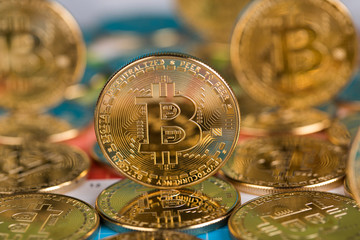 Virtual money, Currency. Bitcoin coins