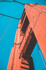 the Golden Gate Bridge tower closeup