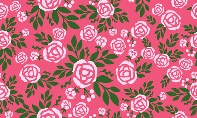 Texture of pink rose flower beautiful, seamless vintage floral pattern.