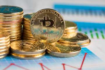 Cryptocurrency concept. Virtual currency background, Bitcoin