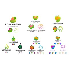 colorful fruit logo design bundle