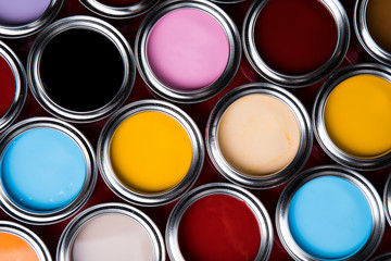 Paint cans palette, Creativity concept