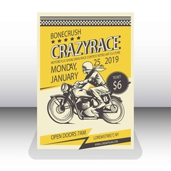 retro motorcycle race poster design
