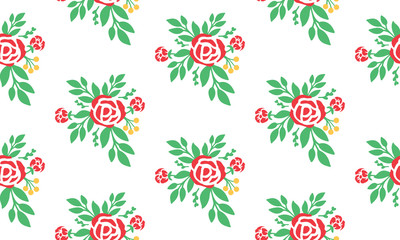 Fototapeta na wymiar Seamless wallpaper floral pattern with design red rose flower background.