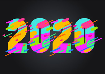 2020 New Year logo. Holiday greeting card. Vector illustration. Holiday design for greeting card, invitation, calendar, etc.