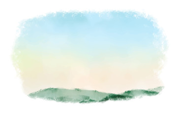 Fototapeta na wymiar beautiful sunrise mountain landscape watercolor background
