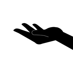 silhouette of hand receiving human isolated icon vector illustration design