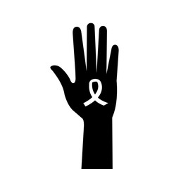 silhouette of hand and ribbon isolated icon vector illustration design