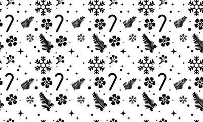 Abstract floral pattern background, black silhouette on white background.