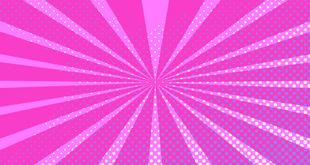 Vintage colorful comic book background. Red violet blank bubbles of different shapes. Rays, radial, halftone, dotted effects. For sale banner empty Place for text 1960s. Copy space vector eps10.