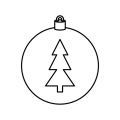 ball with pine tree of christmas line style icon vector illustration design