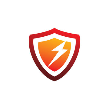 lightning shield color logo design