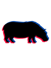 3D Nilpferd Silhouette 