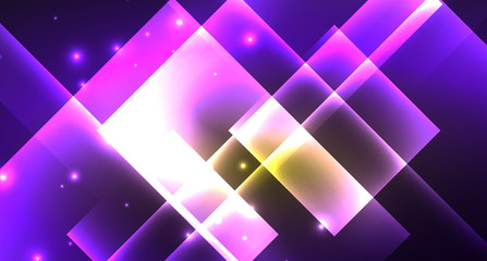 Obraz premium Shiny neon design square shape abstract background. Retro vector abstract design banner template