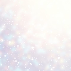 Light snow pattern. Subtle winter background. White pink lilac ombre blurred texture. Christmas magical defocused abstract illustration. Wonderful glare festive image. New Year outdoor decoration.